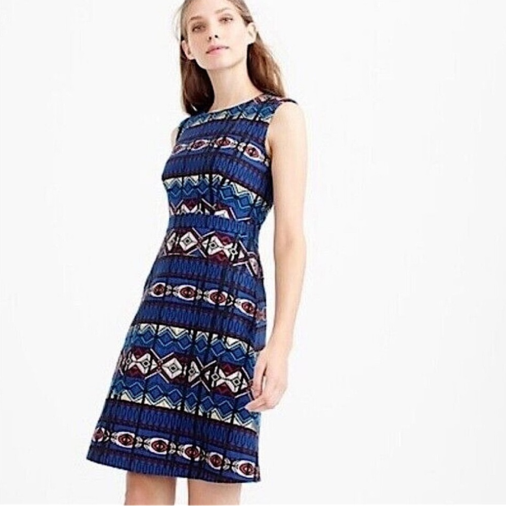 J Crew Metallic Geometric Print Sleeveless Cocktail Dress. Size 2.